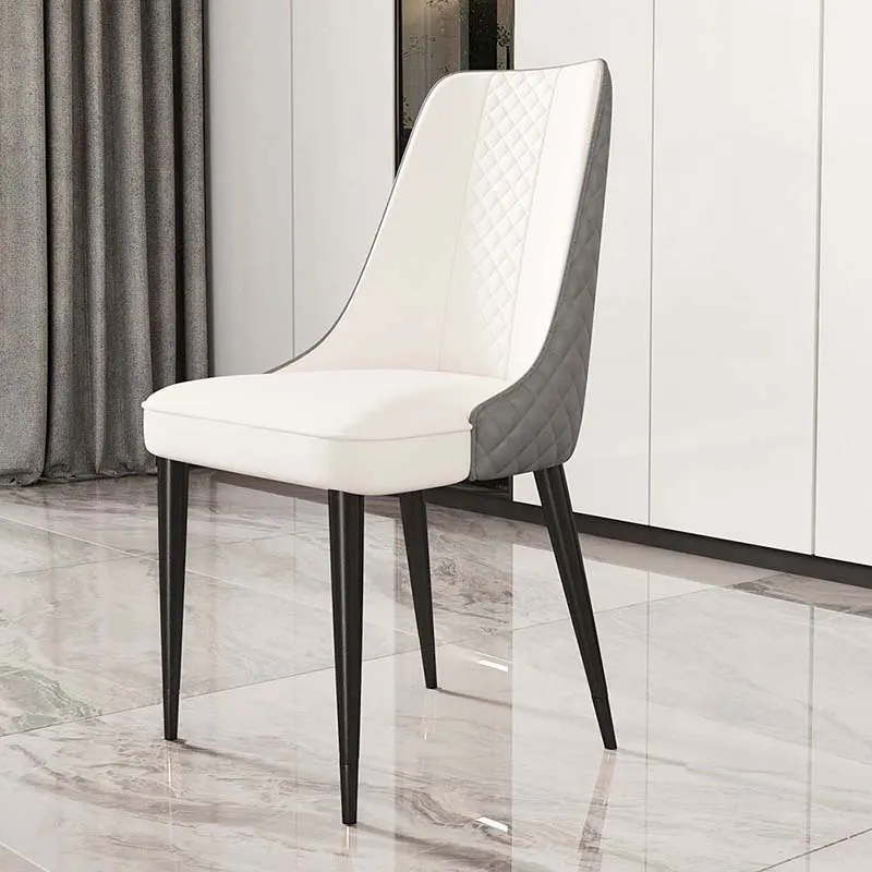 

Nordic Dining Chairs Luxury Soft Leather Designer Metal Legs Backrest Chair Living Room Sillones Individuales Bedroom Furniture