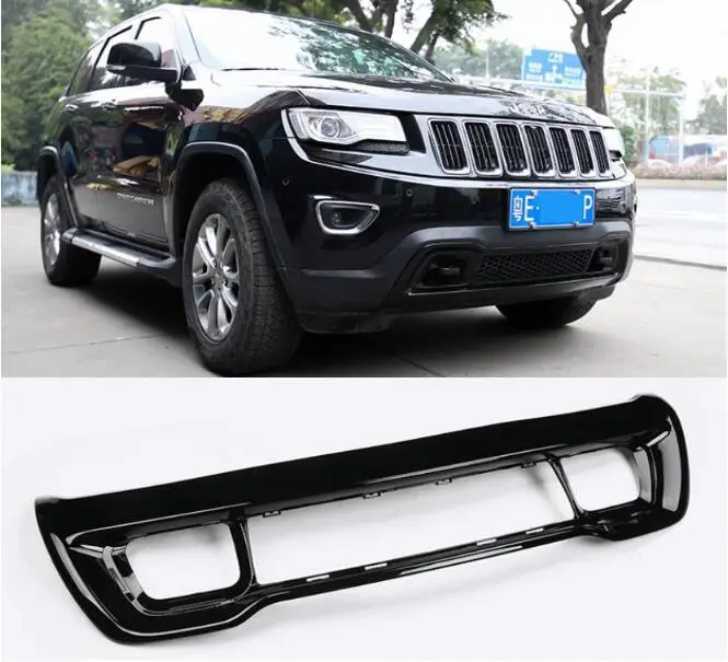 

For Jeep Grand Cherokee 2014-2021 Front Bumper Racing Grills Grille Around Trim Cover High Quality ABS Gloss Black