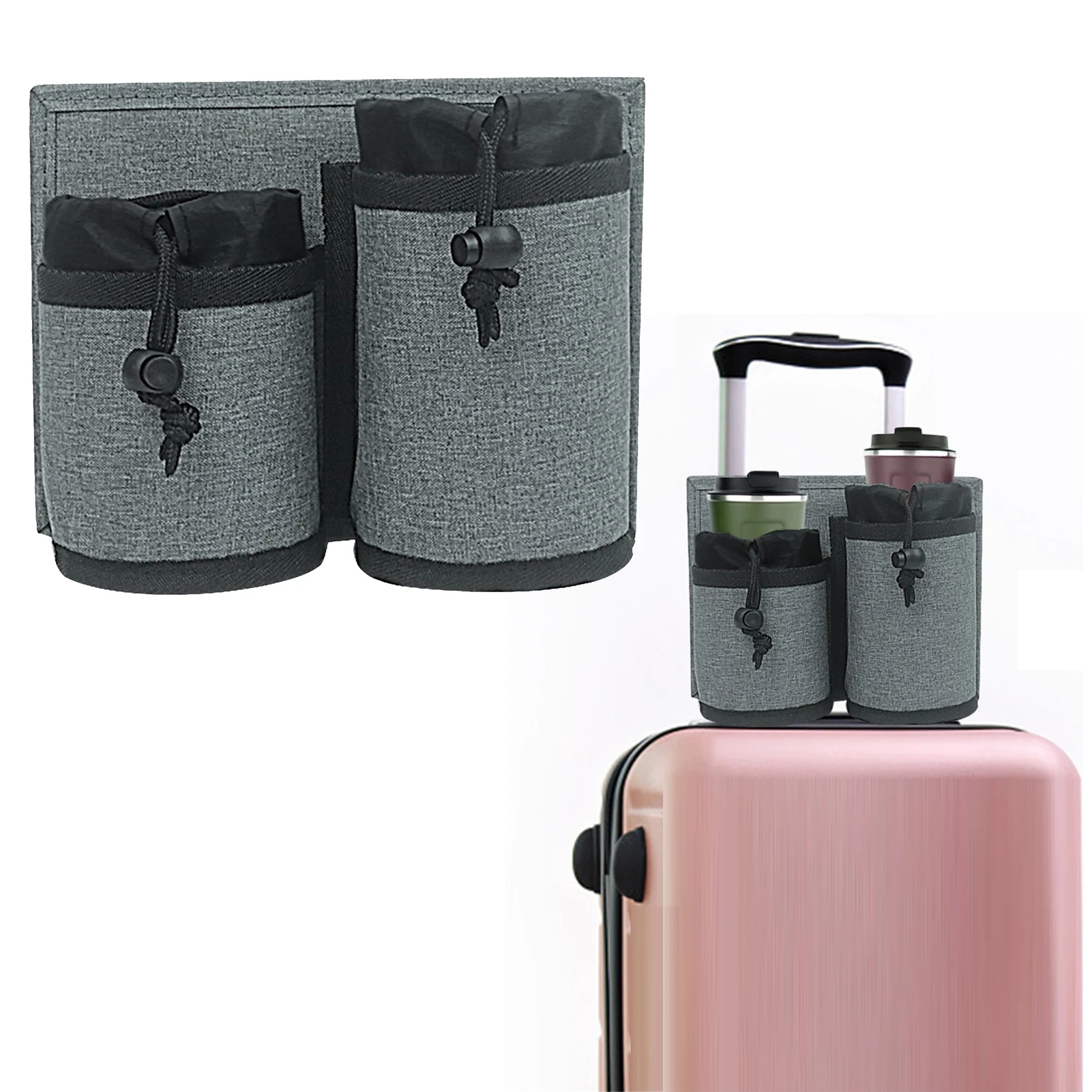 

Luggage Cup Holder2 In 1 Travel Drink Organizer Portable Travel Drink Bottle Holder Fits Most Suitcase Handles Convenient Travel