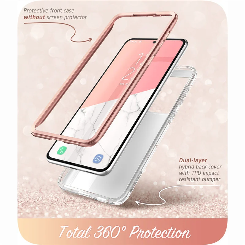 

Чехол для Samsung Galaxy S21 Ultra, 6,8 дюйма, полноразмерный блестящий Мраморный чехол Cosmo, встроенная защита экрана