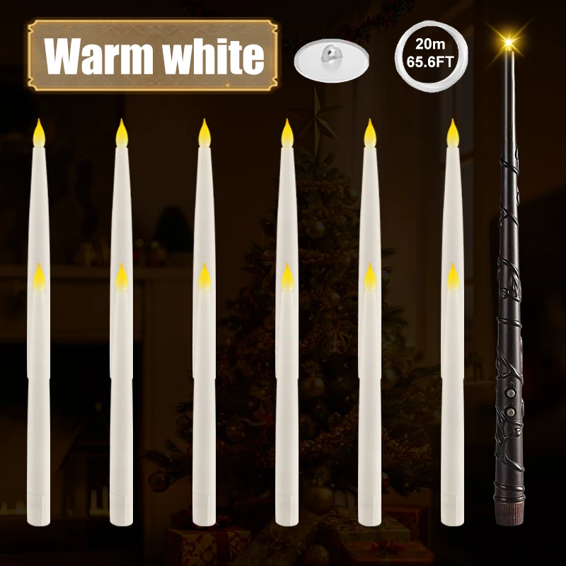 12/24/60 шт. 2024 беспламенная плавающая свеча с волшебной палочкой дистанционным