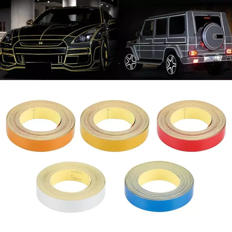 

1CMx5M Car Bicycle Reflective Stickers Fluorescent Reflective Strips Auto Safety Warning Adhesive Tape Car Styling Decoration