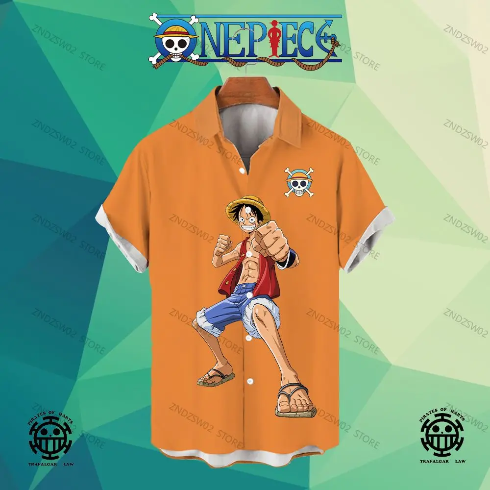 

Beach Style Shirts for Men Cool Men's Luffy Hawaii Kid's Blouse Zoro Shirt Couple Outfit Blouses One Piece Shirt Luxury Man 2022