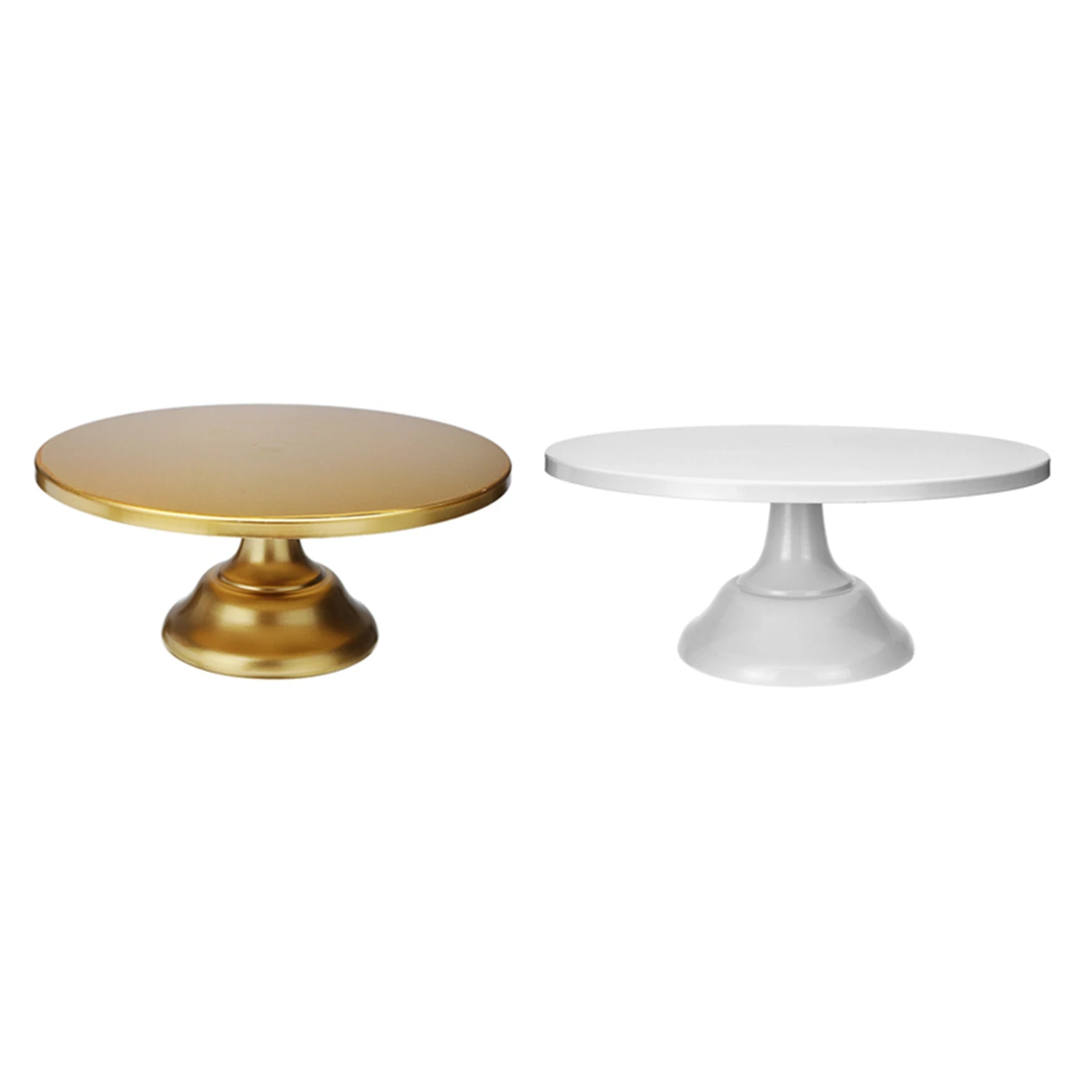 

2 Pcs 12 Inch Iron Round Cake Stand Cake Plate Pedestal Dessert Holder Wedding Birthday Party Gold & White