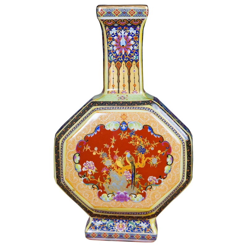 

Chinese Retro Glaze Red Flat Porcelain Table Vases Decoration