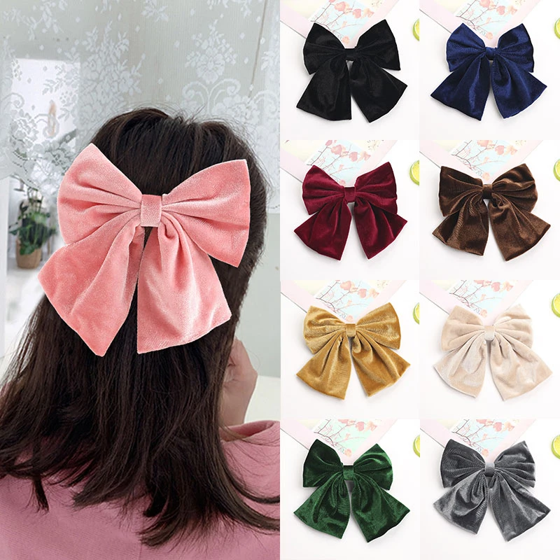 

Solid Color Velvet Barrette Flannel Big Bow Hairpin Romantic Bow-knot Hair Clip Women Girls Hair Accessories Ponytail Clip