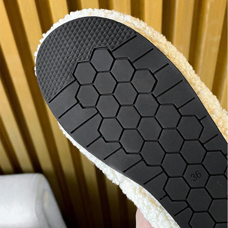 2023Women's flat-bottomed plush shoes winter warm snow boots fashion large size 41-44