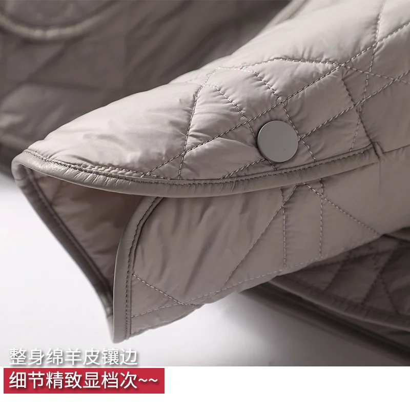 Luxury High Quality Casaco Feminino Thin Spliced Sheepskin Winter Coat Women  Autumn/Winter  High Street  Covered Button