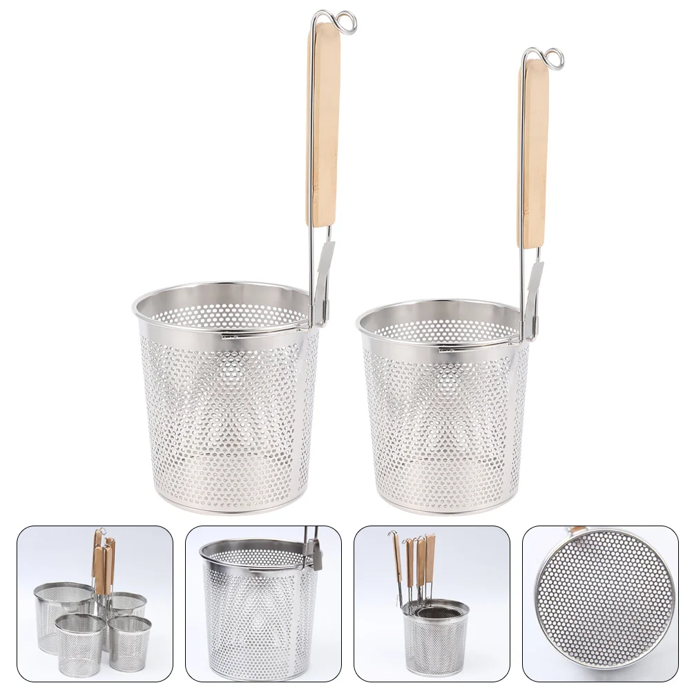 

2 Pcs Powder Fence Strainer Basket Noodle Cooking Baskets Fine Mesh Sieve Pasta Spaghetti Colander Handle Liquids