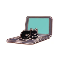 the cat sleeps on the laptop novelty jewelry pin fashionable creative cartoon brooch lovely enamel badge clothing accessories