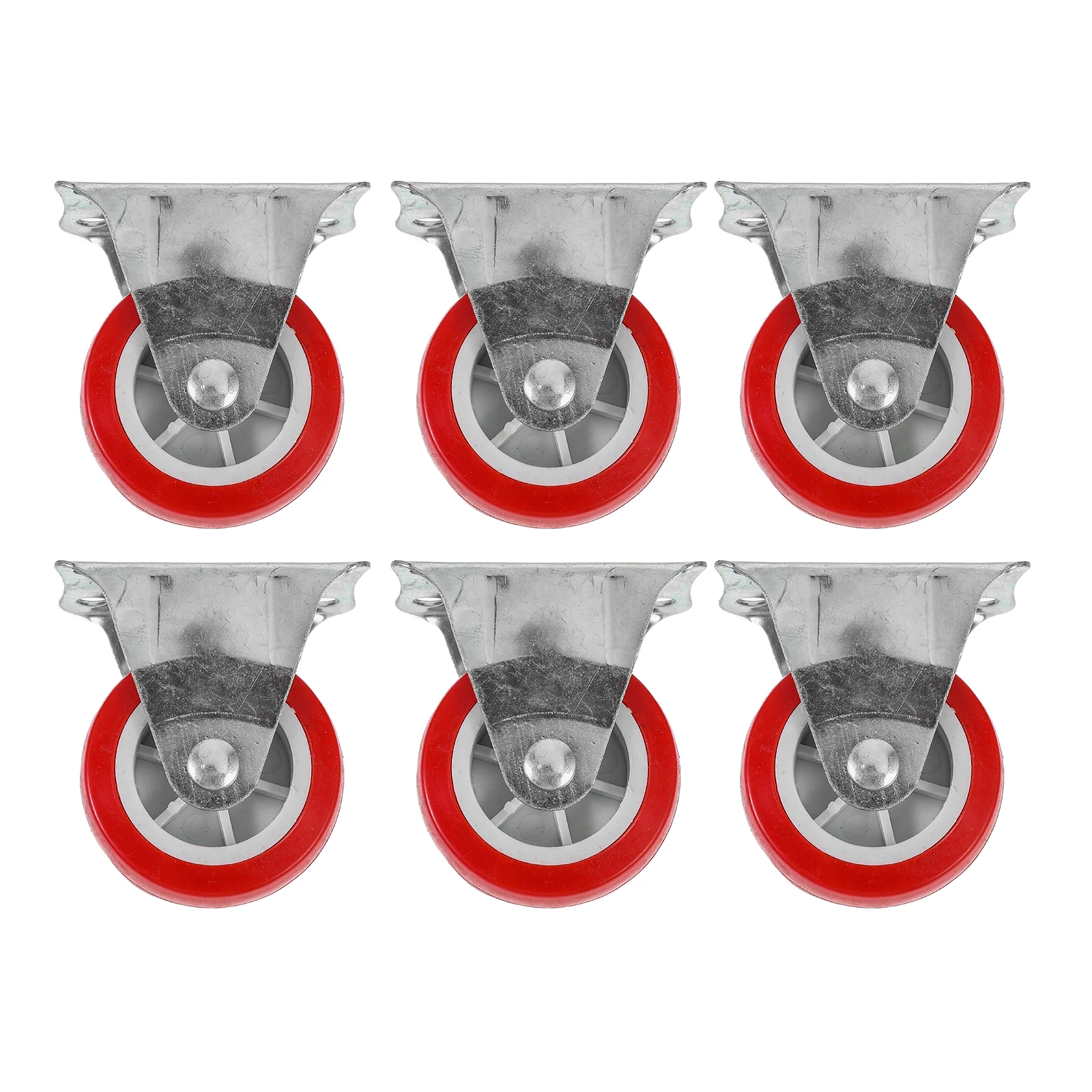 

6pcs No-swivel Plate Wheels Rubber Caster Wheels Workbench Replacement Wheels
