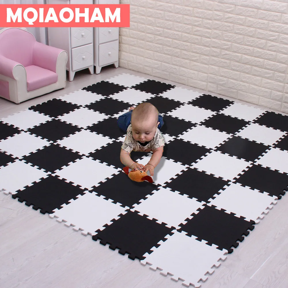 MQIAOHAM Baby EVA Foam Play Puzzle Mat 36pcs/lot Black and White Interlocking Exercise Tiles Floor Carpet And Rug for Kids Pad