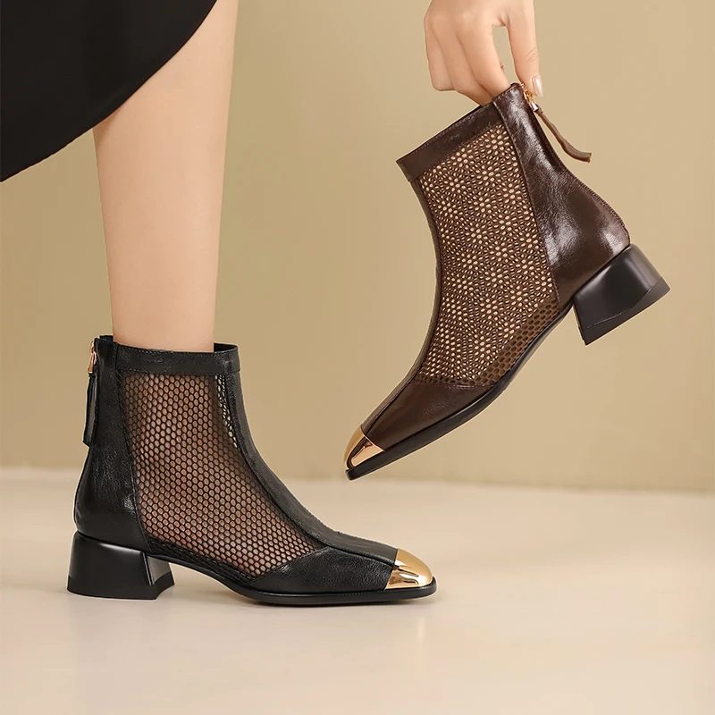 Женские ботинки из натуральной кожи на молнии сзади 22-24 5 см