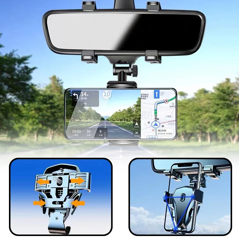 

Universal 360°Rotatable Car Rearview Mirror Bracket Mobile Phone Base Gps Holder for Phone Car Accessories Interior Parts Stands