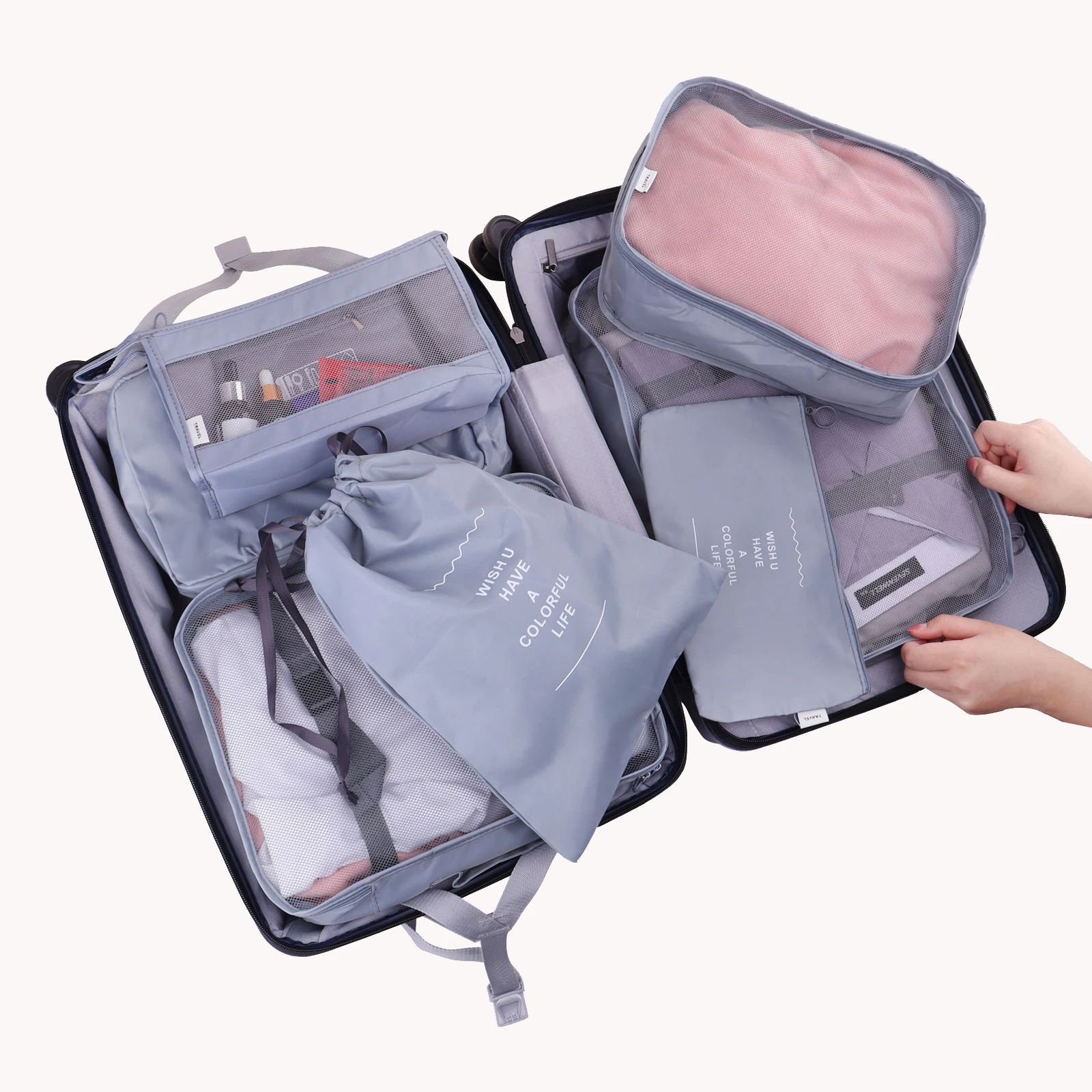 6/4 PCS Travel Storage Bag Set For Clothes Tidy Organizer Wardrobe Suitcase Pouch Travel Organizer Case Shoes Packing Cube Bag