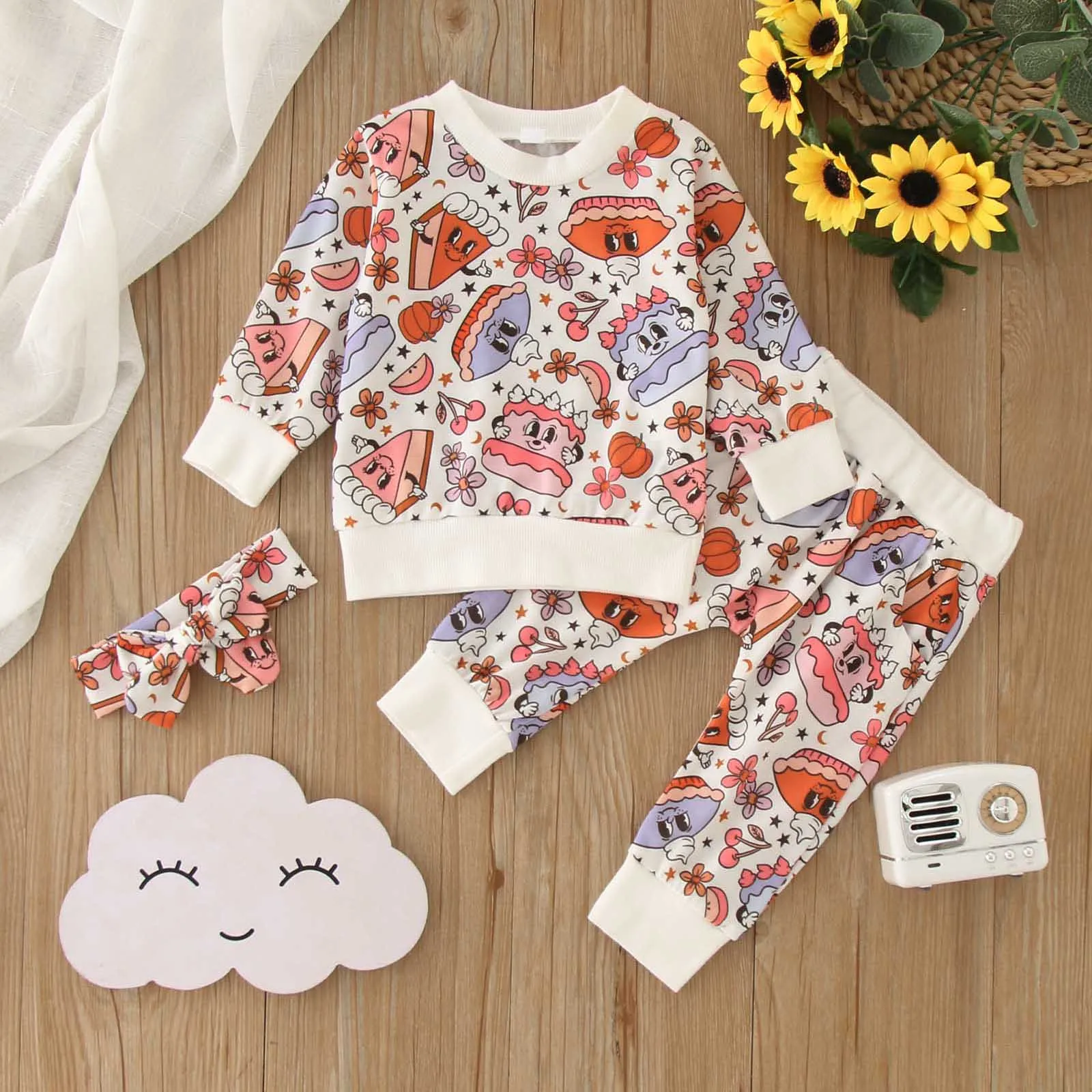 

3 шт./комплект, свитшот с длинным рукавом и принтом тыквы