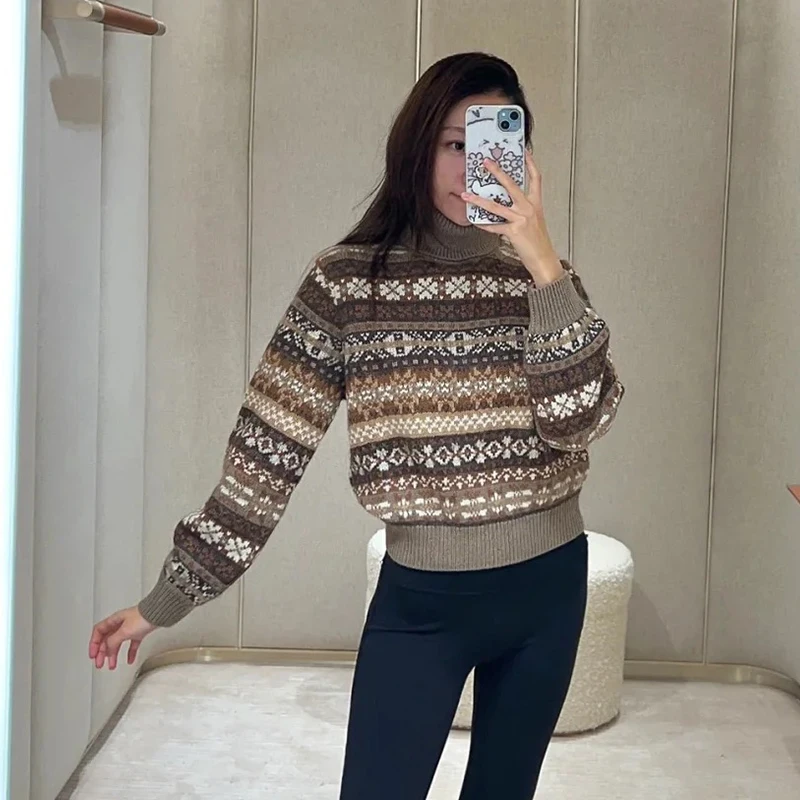 NIGO женский весенне-осенне-зимний винтажный кашемировый свитер с высоким воротом