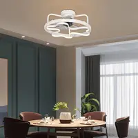 Modern White/Gold 18 Inch Acrylic Low Profile LED Ceiling Fan Light with Remote Control for Bedroom