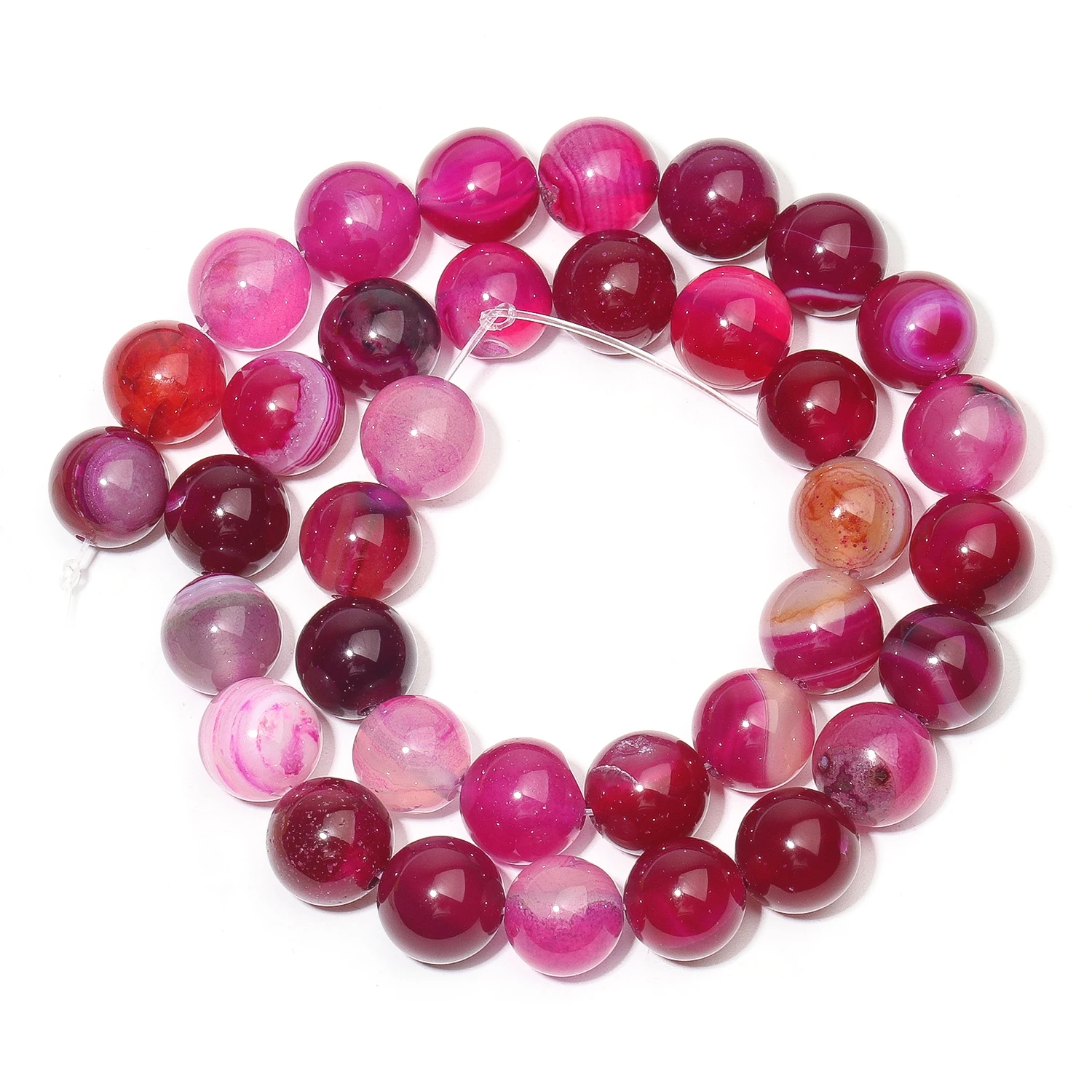 Натуральные розово-красные полосатые агатовые бусины свободные круглые