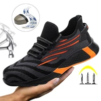 2022 new lightweight mens indestructible safety shoes breathable men steel toe work shoes anti smash construction sports boots