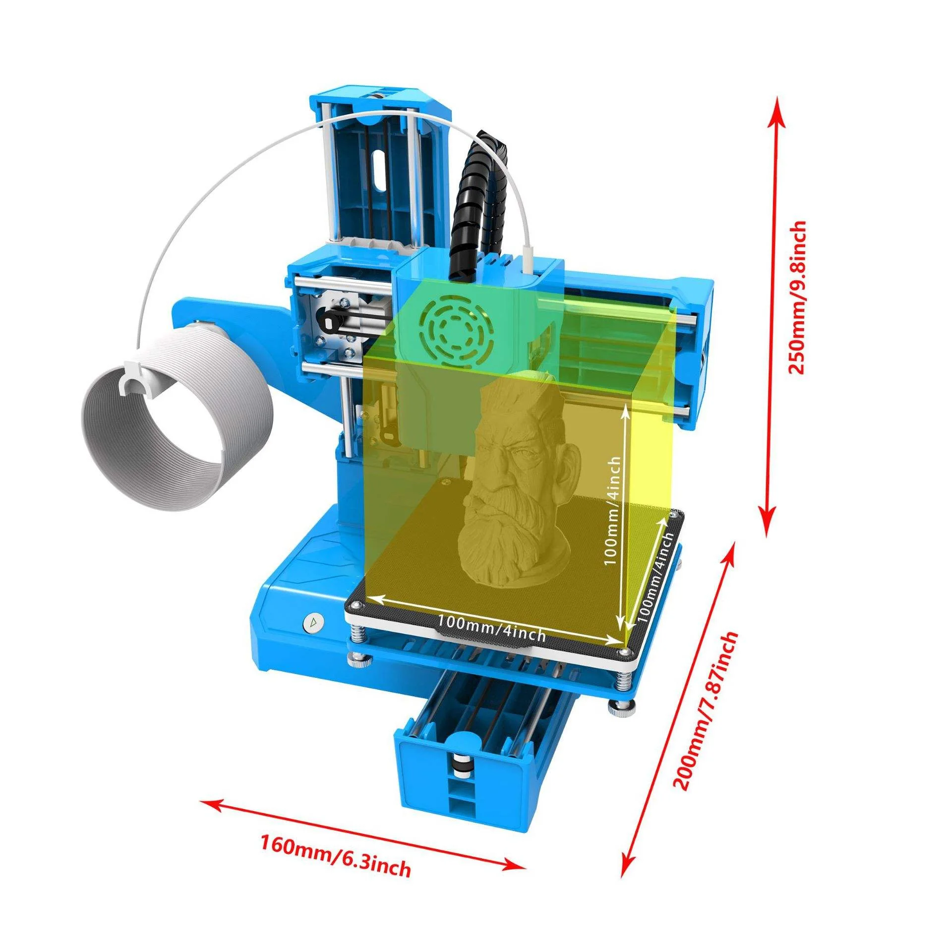 Фото Новый модульный портативный 3D-принтер K9, настольный мини-принтер FDM 100x100x100 мм, поддержка PLA/TPU, бесшумная печать через USB, простая сборка №1