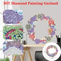 diy diamond painting wreath handmade crafts 5d rhinestone drawing flower garland mosaic drawing home door decoration gift crafts