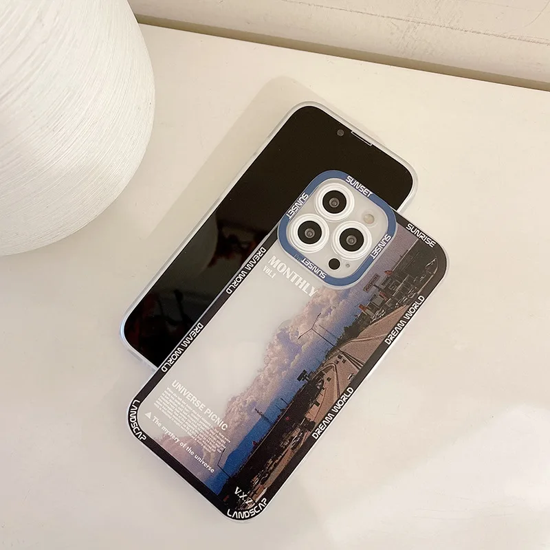 Креативный чехол для iPhone с изображением пейзажа и городской противоударный