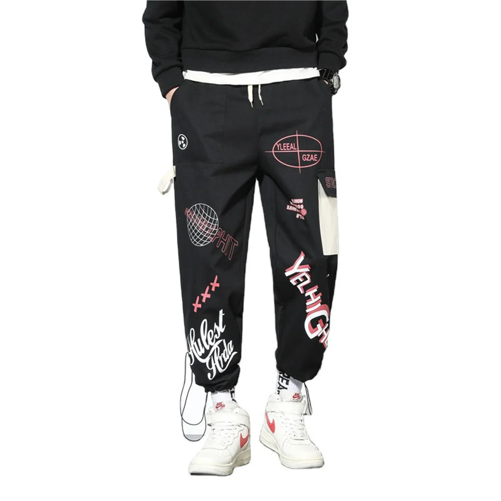 

Hip Hop Fashion Pants Japanese Streetwear Pants Graphic High Street Sweatpants Men Spring Long Black Pants Stylish Clothing 2022