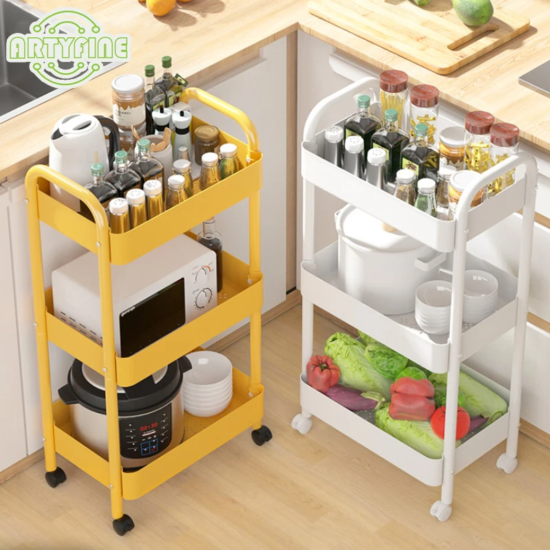 

Kitchen Trolley Rolling Utility Cart Storage Rack Bathroom Organizer Rolling Holder Kitchen Islands Trolleys Home Furniture