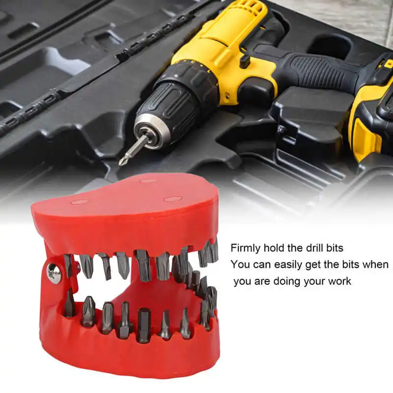 

Denture Drill Bit Holder Teeth Model Shaped Full Opening Screwdriver Bit Organizing Holder with 28 Drill Bit Holder c