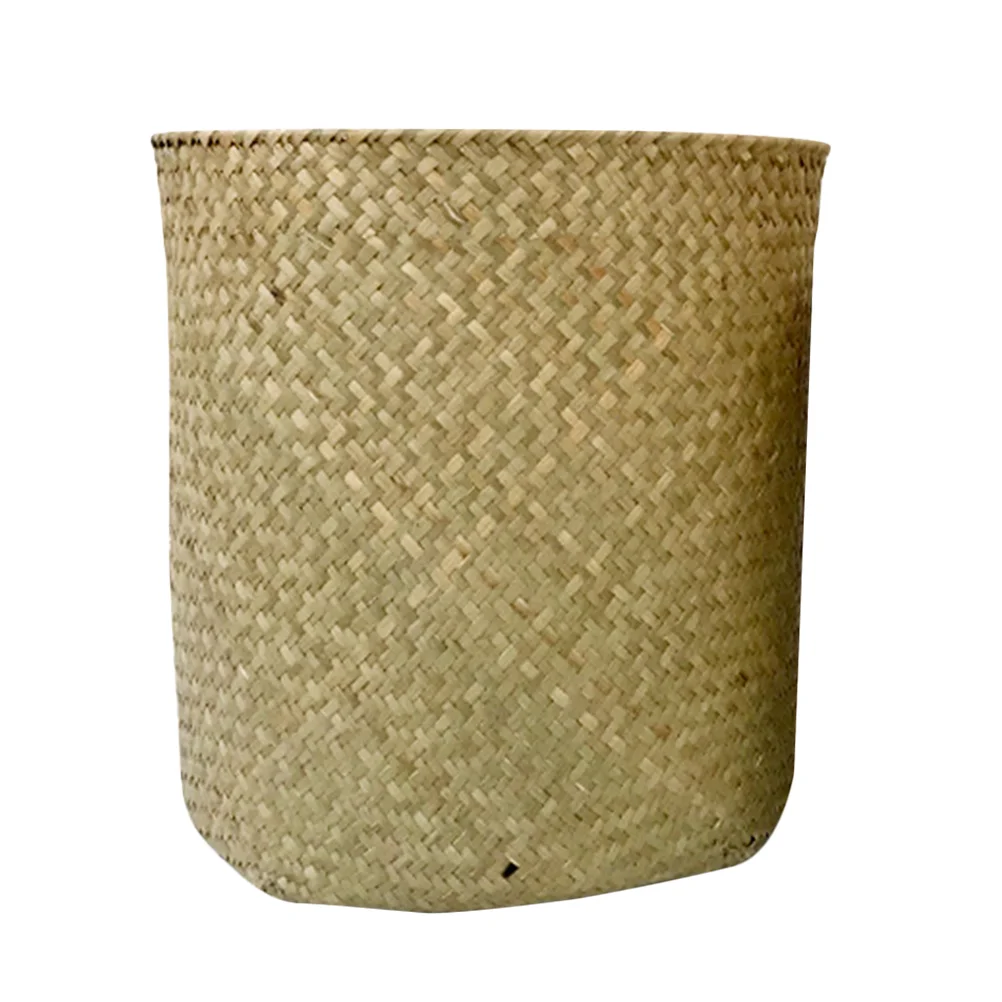 

Round Woven Basket Storage Basket Pastoral Style Basket Desktop Sundries Container for Home Dorm