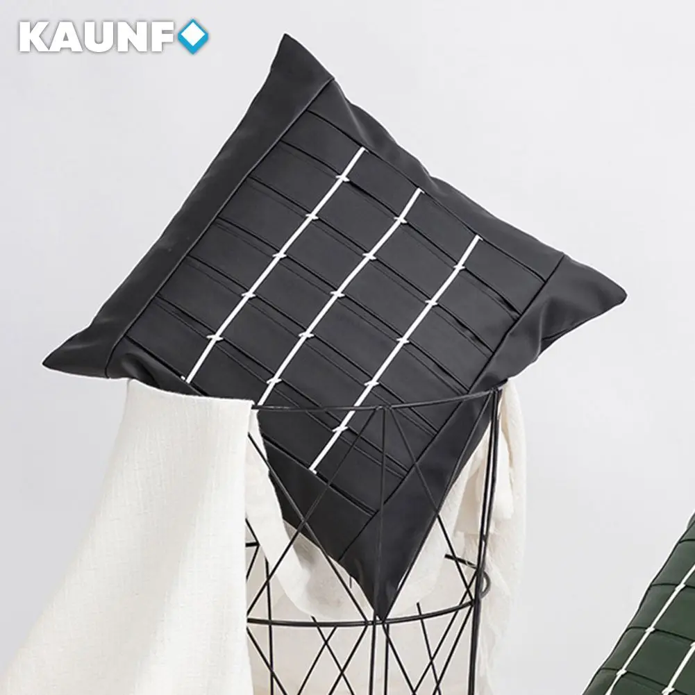 KAUNFO современный стиль полосатая кожаная ручная плетеная наволочка декоративная