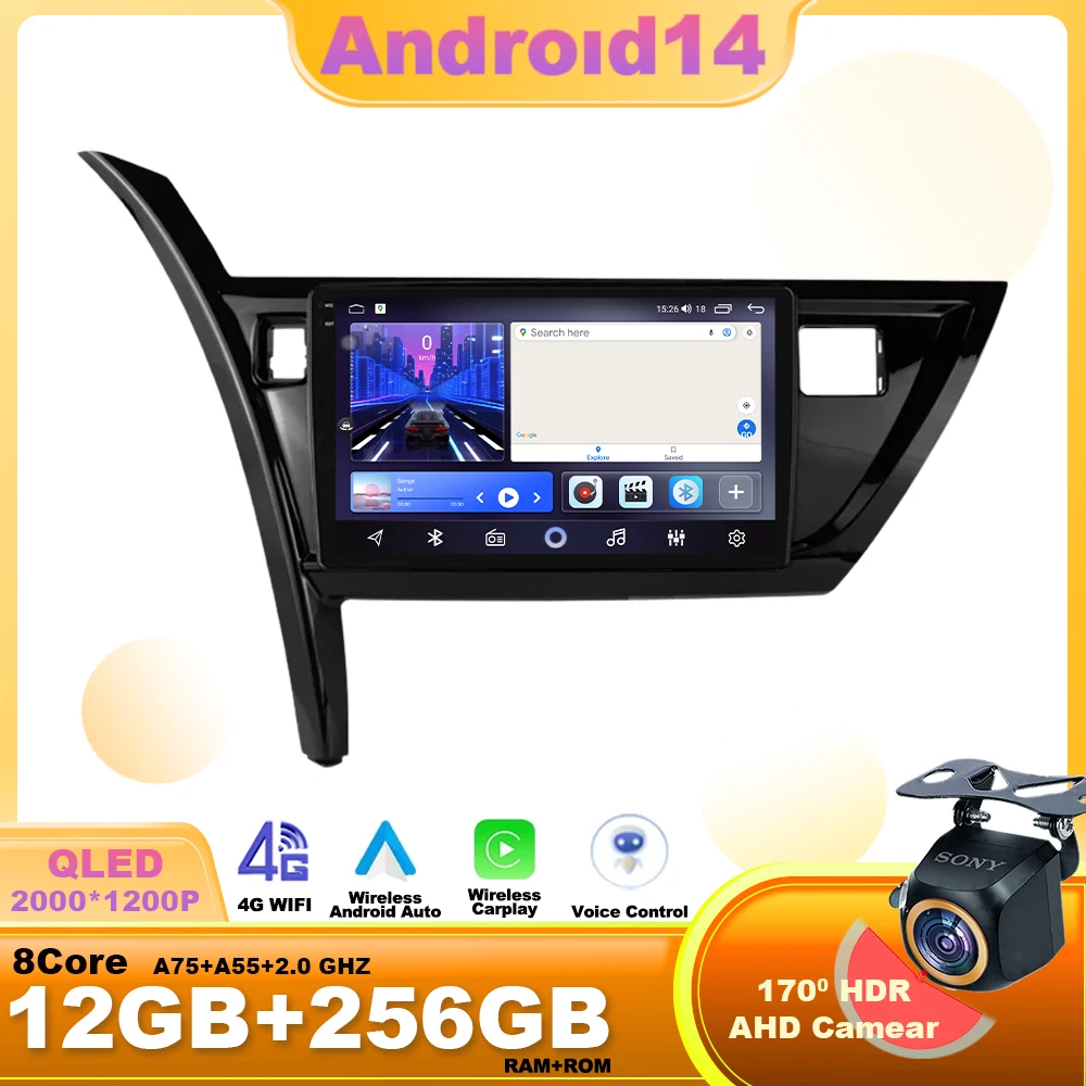 Android14 для Toyota Corolla Auris 2013-2016 автомобильный радиоприемник навигация мультимедийный