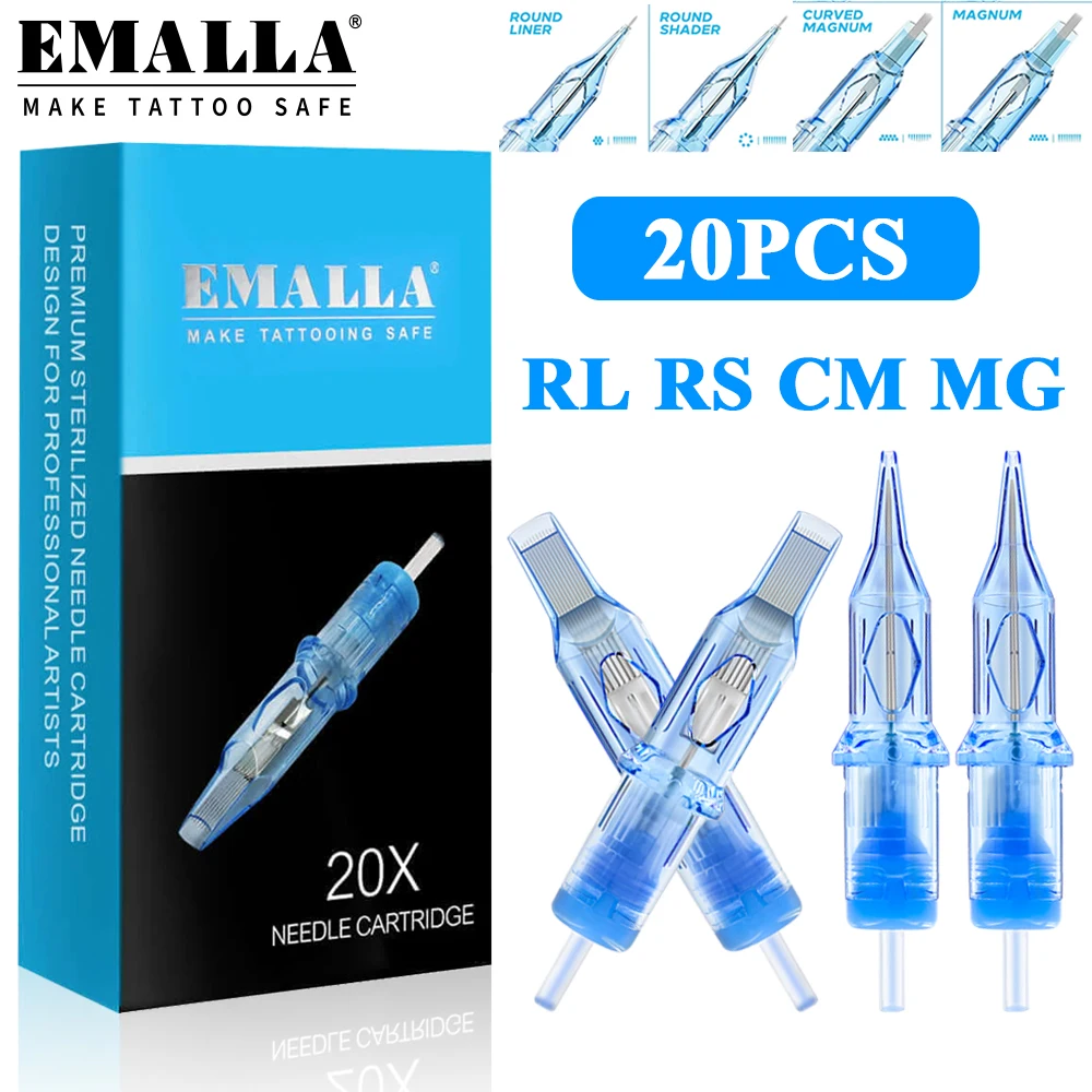 Фото 20 шт. EMALLA ELIOT иглы для тату-картриджей RL RS MG CM одноразовые стерилизующие иглы для татуировки для картриджей для тату-машины №1