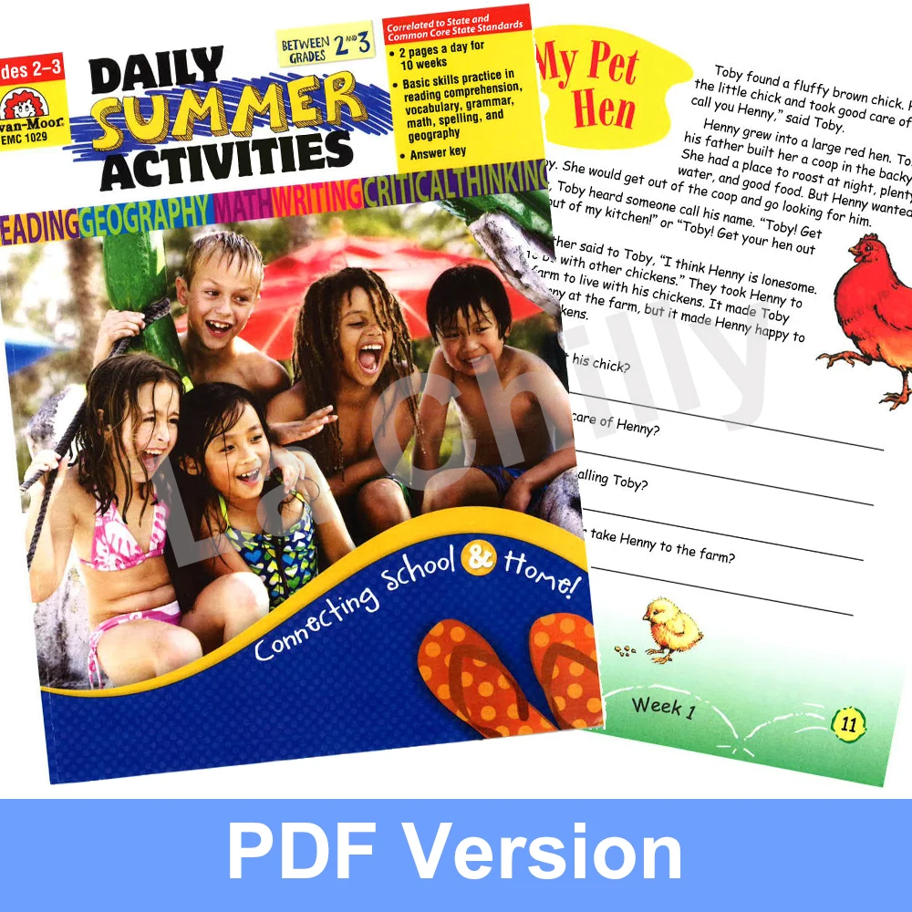 

Evan Moor Daily Summer Activities Garde 2-3 Learning In English Reading Skills Handwriting Exercise E-books PDF Electronic File