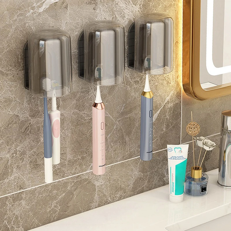 

Simple Space Aluminum No-Punch Toothbrush Cup Holder Bathroom Wall Mounted Electric Toothbrush Holder Cup Drainer Hanging Rack