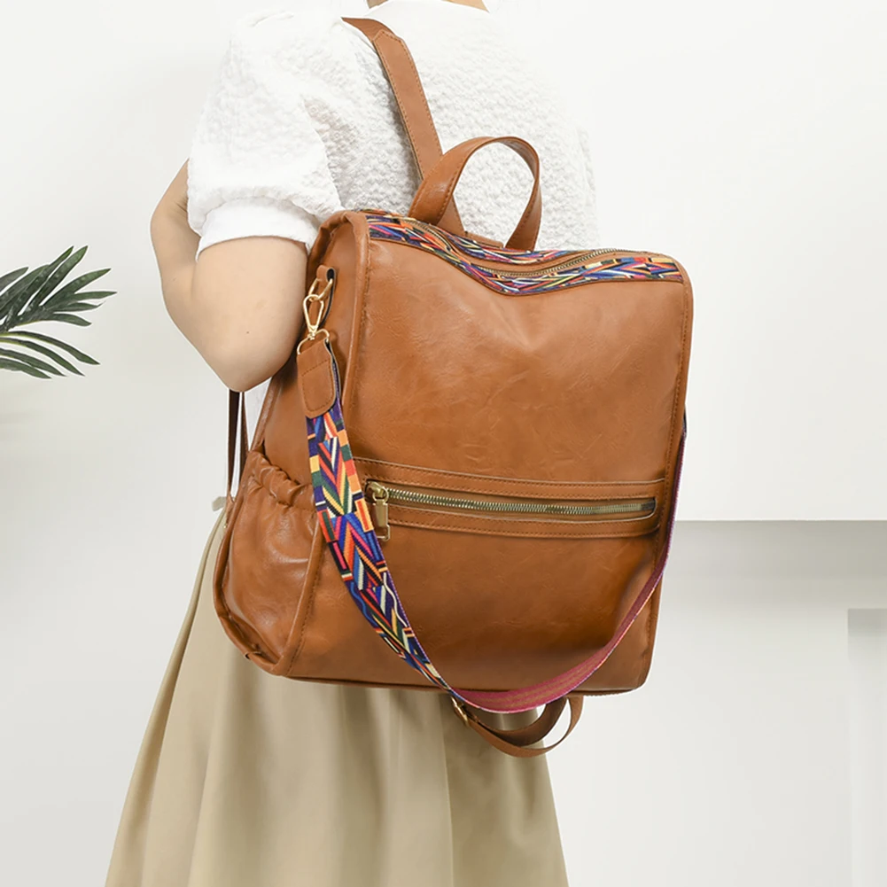 

Модный рюкзак для женщин, вместительный школьный ранец из искусственной кожи в стиле ретро для студентов-подростков, колледжа, повседневны...