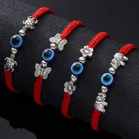 handmade braided string bracelet women men adjustable blue turkish evil eyes beads bracelet elephant bangle couple lucky jewelry