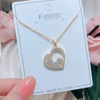 cute bear pendant necklace heart crystals anime mouse charm necklaces for women jewelry 2022 new cartoon accessories wholesale