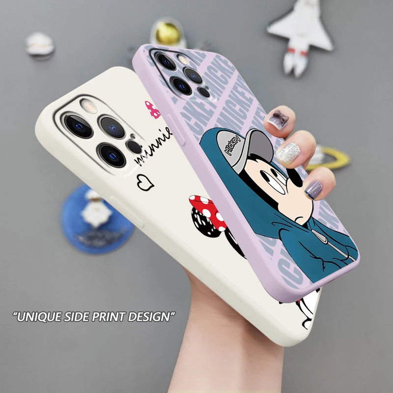 

Fashion Couple Mickey Minnie Phone Case For Apple iPhone 14 13 12 Mini 11 XS Pro Max X XR 8 7 SE 2020 Armour Liquid Rope Cover