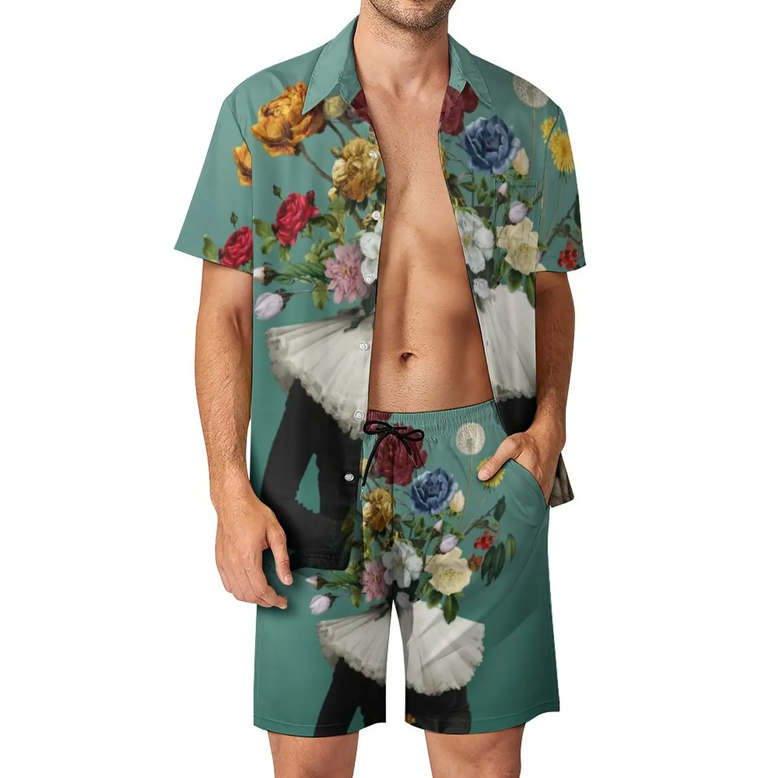 

Women Head Floral Print Men Sets Pop Art You Loved Me A Thousand Winters Hawaii Casual Shirt Set Custom Shorts Summer Beach Suit