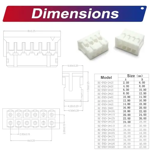 Штекерный Разъем 2 0 мм с предобжимными кабелями 22AWG два ряда без блокировки PH *