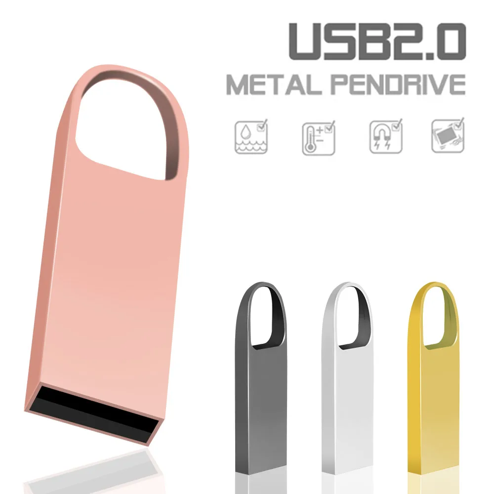 

Pendrive Metal Usb 2.0 Flash Drive128GB 64GB 32GB 16GB 8GB 4GB usb Stick waterproof Custom logo Gift pen drive silver u disk