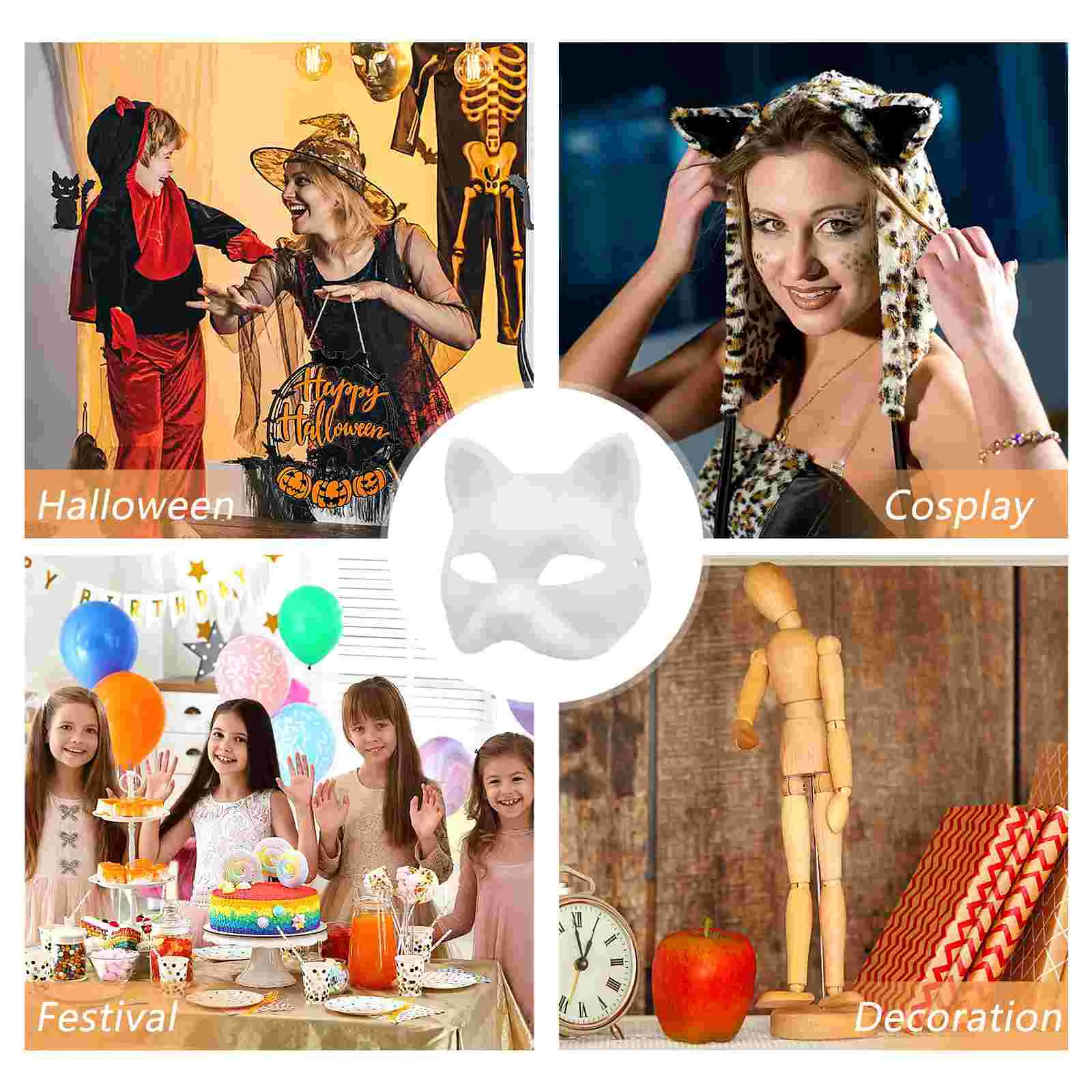 6 шт. пустая маска легкие маски кошка косплей бумага под покраску выпускной белый