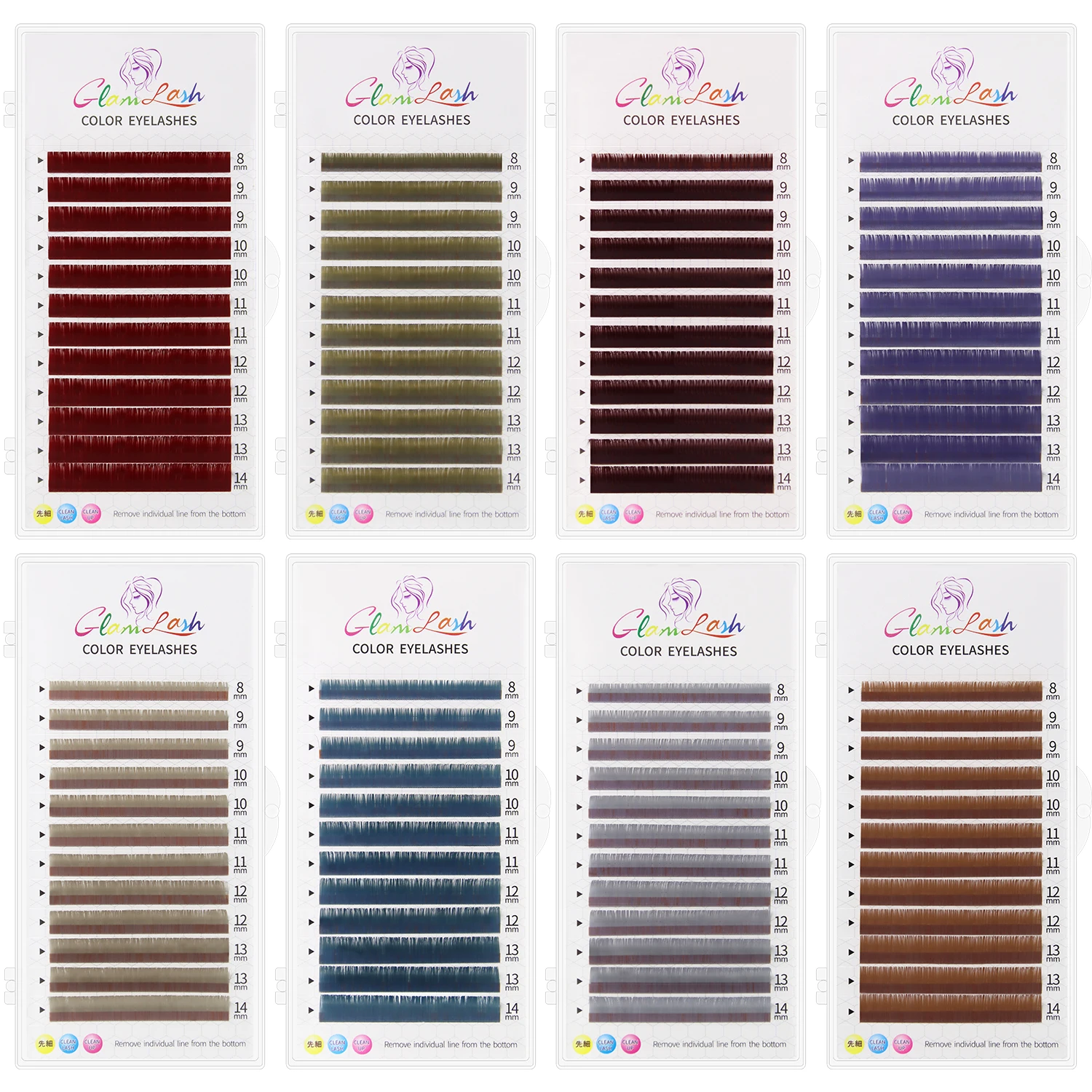 GLAMLASH Кольорові вії Literary Morandi Grey Individual Natural False Colorful Eyelash Extension