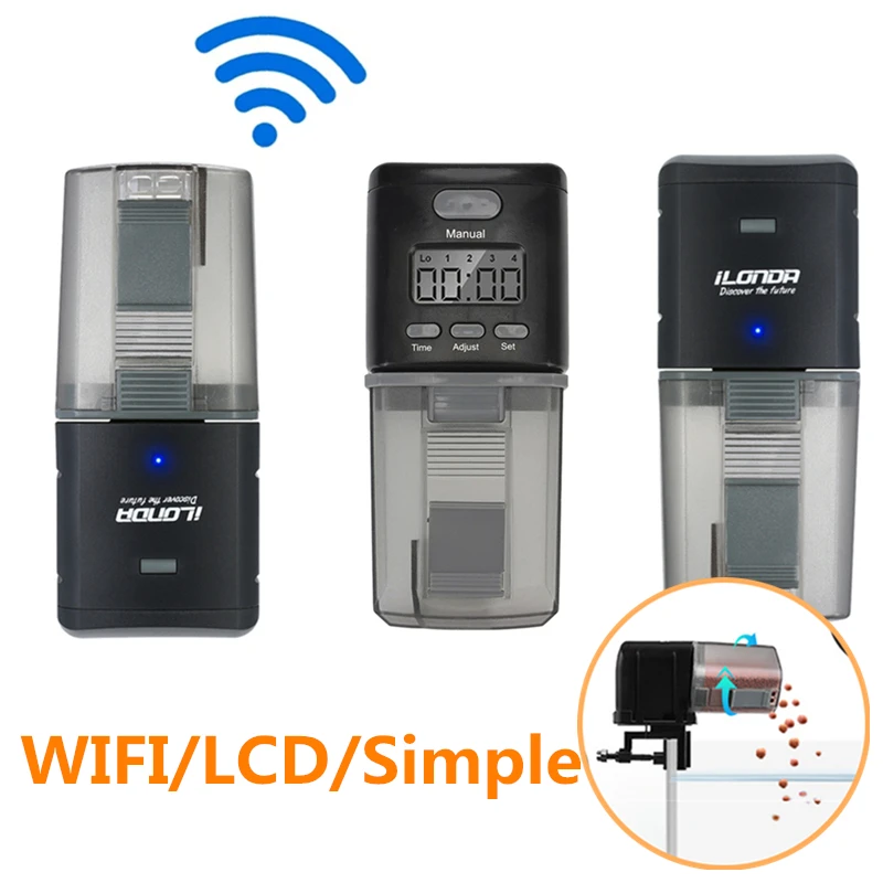 

Автоматическая кормушка для рыб, Wi-Fi/ЖК-дисплей, пищевой аппарат для аквариума, таймер, аксессуары для аквариума