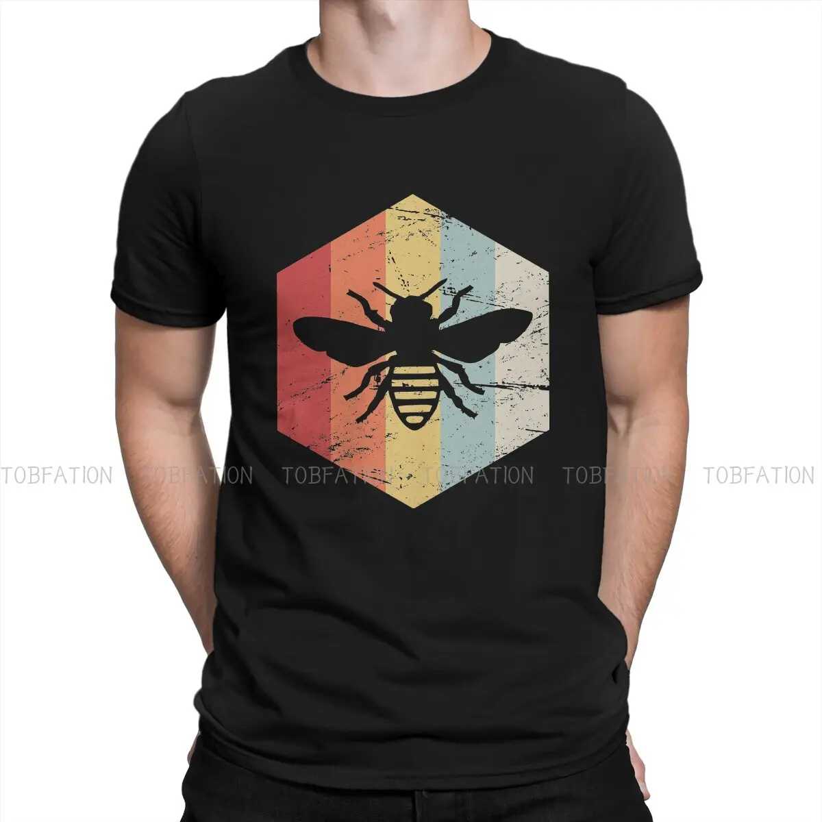 

Beekeeping Bee Keeper TShirt for Men Retro 70s Hexagon Soft Leisure Sweatshirts T Shirt High Quality New Design Loose