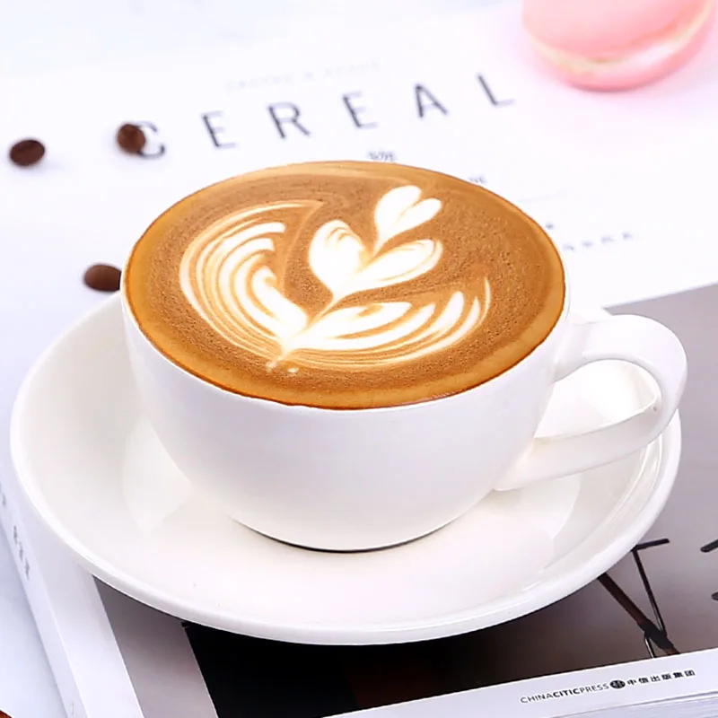

Travel Coffee Cup Korean Clasic Portable Ceramic Fashion Cup Saucer White Breakfast Creative Tassen Kaffee Cappuccino Cup