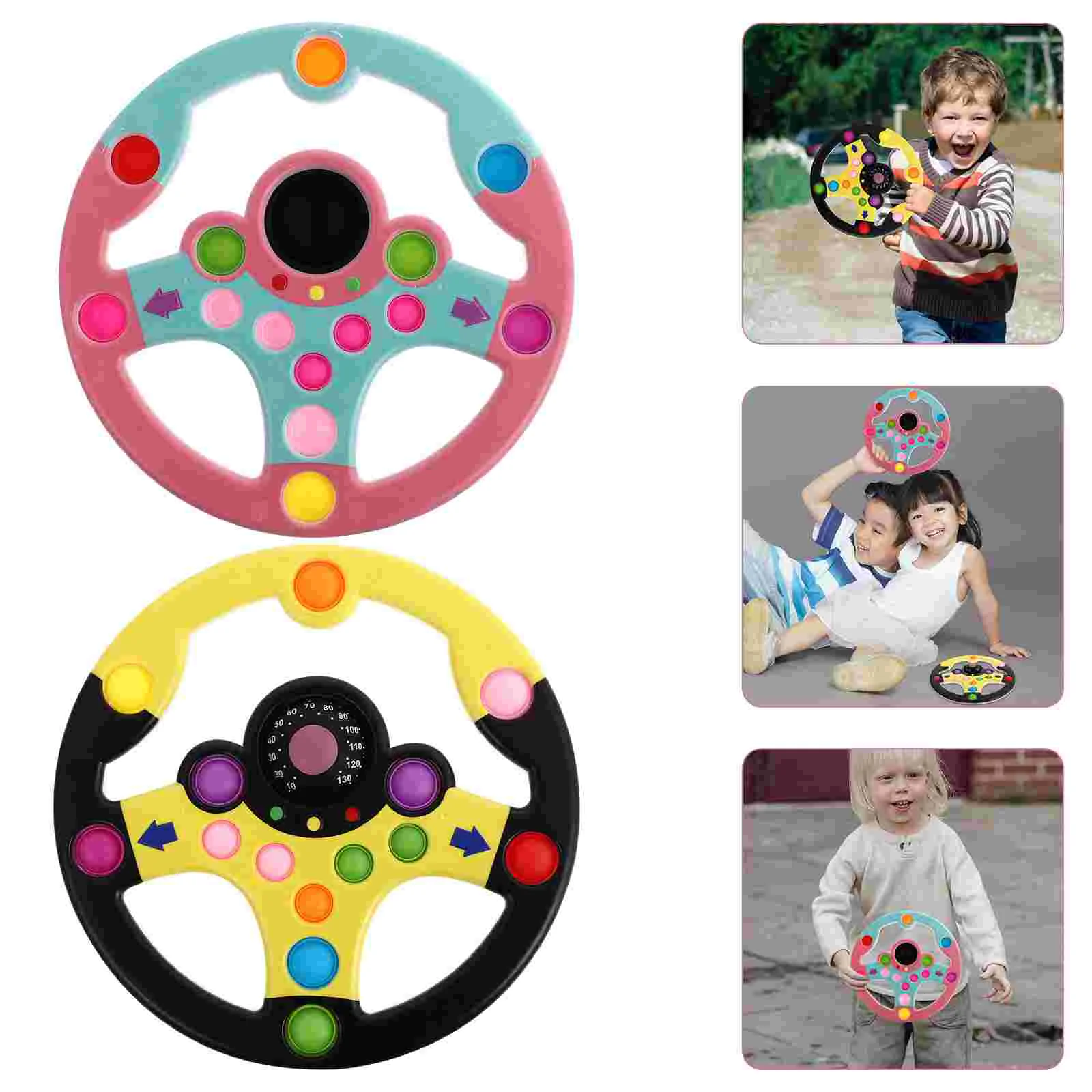 

2pcs Simulation Steering Wheel Toys Multifunction Driving for Children