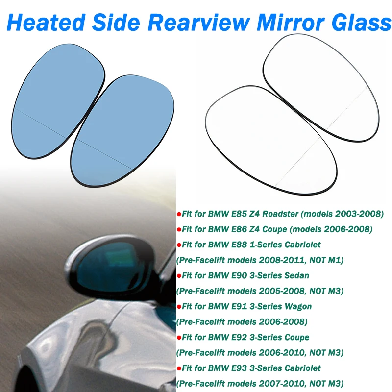 Espejo retrovisor lateral calefactado, cristal antideslumbrante, lente de espejo para descongelación, apto para BMW E92, E91, E93, E90, E87, E88, E82, E81, accesorios de coche